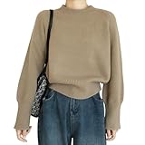 [MilaCorinna] ニット セーター 長袖 レディース ショート丈 カットソー 長袖セーター クルーネック 無地 プルオーバー セーターニット ゆったり 秋服 トップス 柔らかい 着痩せ 大人 きれいめ カジュアル おしゃれ 普段着 通勤 通学 春秋冬