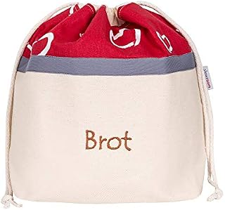 slowroom 3 in 1 Cotton Bread Bag for Food Storage + Serving + Shopping Breathable and Decorative Heart Model 32 x 35 cm