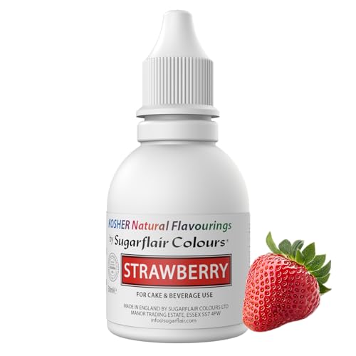 Sugarflair Natürliches Lebensmittelaroma Koscher Strawberry, Intensives Aromatropfen für Kuchen, Cupcakes, Frostings, Getränken, Eis - 100% Natural Flavour - 30 ml