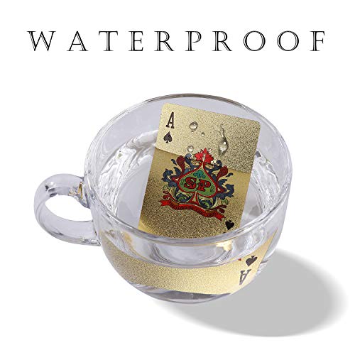 Spielkarten Wasserfeste Pokerkarten Spiel Playing Cards für Familienparty 2 Stück (Goldfolie & Silberfolie) – Bild 5