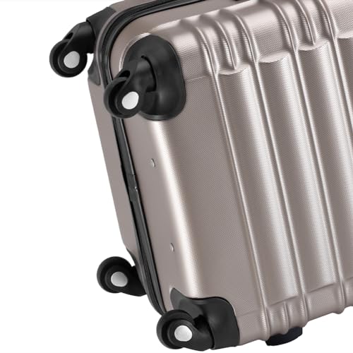 PROVITERA Set 4 Valigie Rigide in ABS, Valigia Rigida S-M-L-XL con Manico Telescopico Gel e 4 Ruote Easy Roll, Trolley Resistente e Leggero da Viaggio, Bagaglio a Mano con Serratura Codice (Champagne) - 8