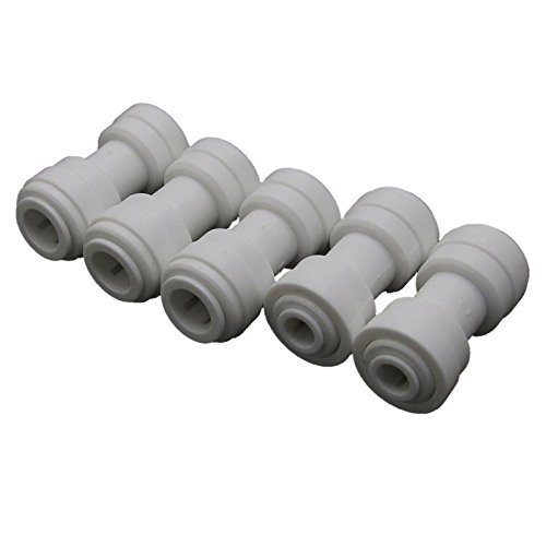 1/4-Inch -3/8-Inch Double Push Straight Water Tube Quick Connect Reverse Osmosis Pack of 5