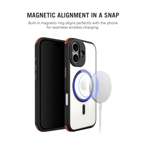 Image of DailyObjects Armour Magnetic Protective Case Cover Compatible with iPhone 16 Plus |Magsafe|Camera & Body Protection|Anti Shock,Scratch Resistant|Precise Cutouts Design|Wireless Charging-Orange