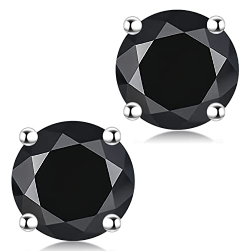 Moissanite Stud Earrings for Women Round Brilliant Cut 1ct Black Lab Mens Diamond Earrings Hypoallergenic 925 Sterling Silver Stud Earrings Jewelry Gifts