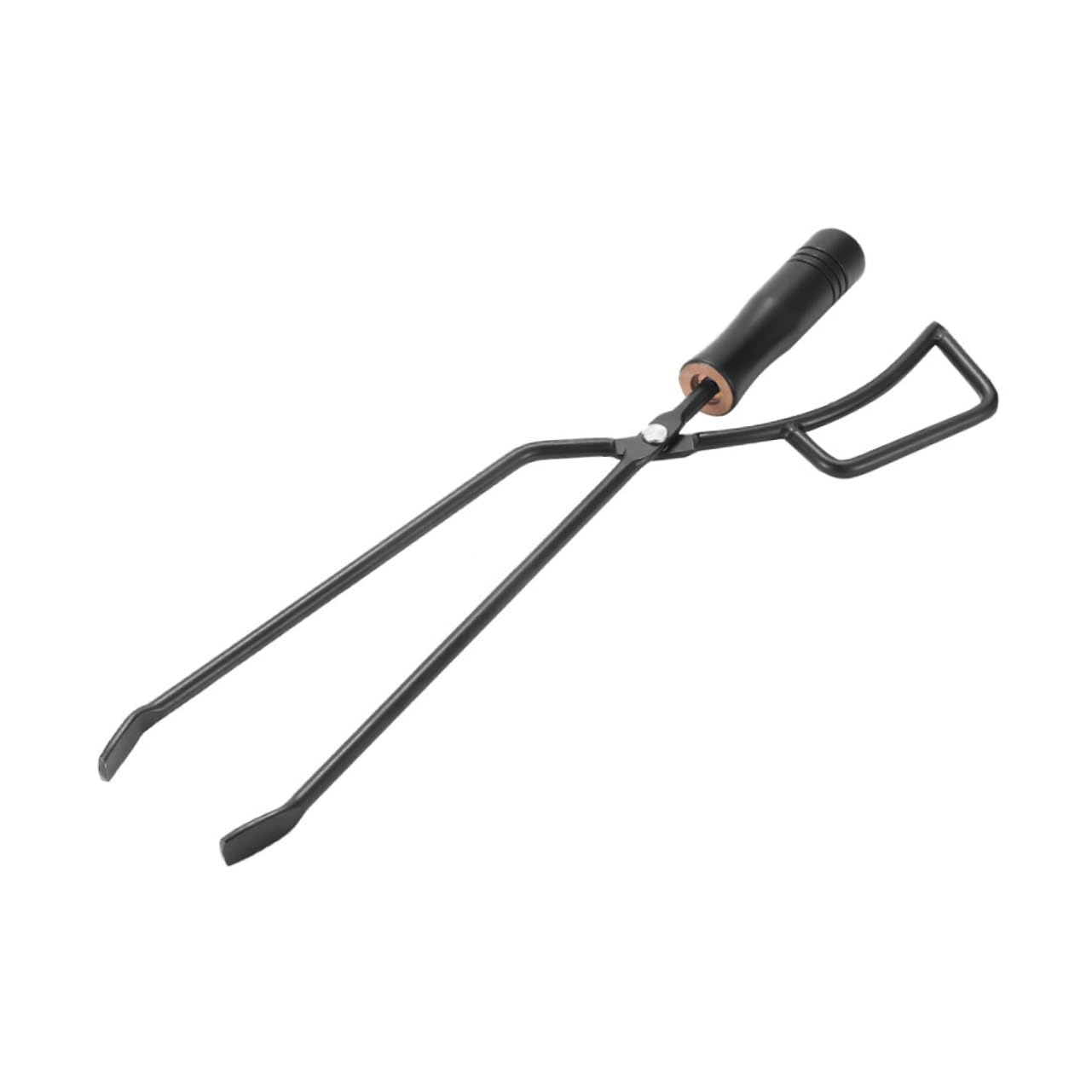 Pinza per Focolare da Esterno in Ferro con Manico in Legno Nero | Barbecue in Giardino e Picnic, Facile da Usare, Comoda Presa, per Legna e Carbone