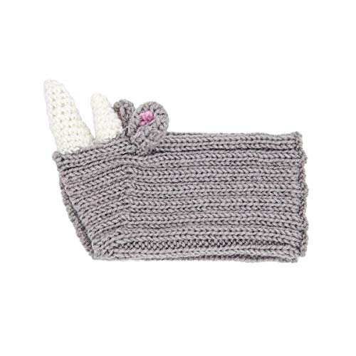 Zoo Snoods Rhino Costume For Dogs And Cats, Medium - Warm No Flap Ear Wrap Hood For Pets, Dog Outfit With Horn For Winters, Halloween, Christmas & New Year, Soft Yarn Ear Covers #TOP3