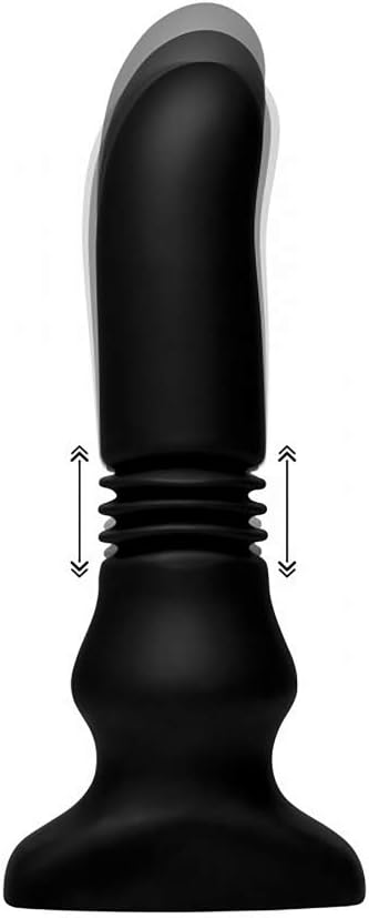 Silicone Vibrating and Thrusting Plug with Remote Control Black