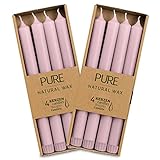 100% PURE NATURAL Stabkerze Haushaltskerze nachhaltig Natürliches Wachs 25 cm 10h RAL Germany ohne Duft Ökokerze Biokerze (Antikrosa)