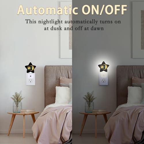 Image of Celestial Moon Golden Sun Night Light Plug-in Dusk to Dawn Smart Sensor White Led Nightlight for Bedroom Bathroom Kitchen Hallway Stairs Energy Efficient Decor Desk Lamp