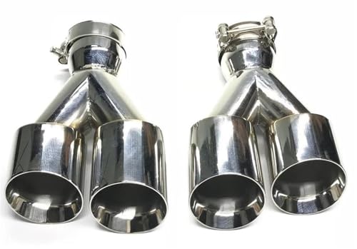 Silencieux d'échappement double couche anti-corrosion en acier argent 67-89mm