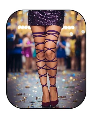 Flayem Bein Strumpfband Elastische 2 Straps Punk Rock Set String für Damen Cosplay Party (Lila)