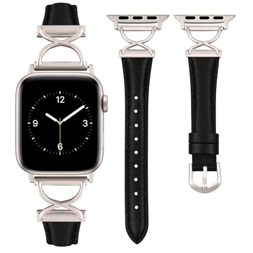 Bracelet en cuir fin pour Apple Watch 41mm 45mm 40mm 44mm 49mm iWatch Series 10 9 8 SE Ultra
