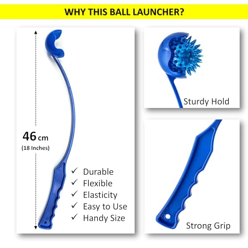 Petopedia 1 x LIGHT UP Dog Ball Thrower Dog Ball Launcher (46 cm) Long