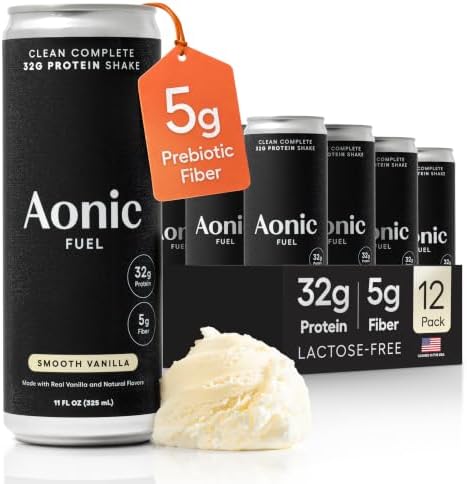 Aonic Fuel Protein Shake, Smooth Vanilla, Lactose Free, 11 fl oz (Pack 12)