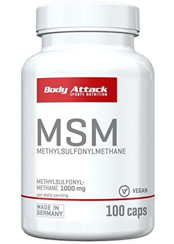 Body Attack - MSM 100 Kapseln - 100% reines, hochdiertes Methylsulfonylmethan - hohe Bioverfügbarkeit