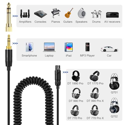 Cable de audio auxiliar 4.6-13.4 FT con adaptador 6.35mm miniatura 2