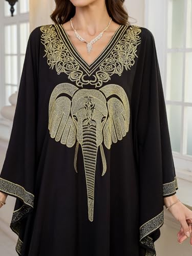 Robe caftan de plage brodée de prestige : coupe ample fendue et finitions artisanales - 5