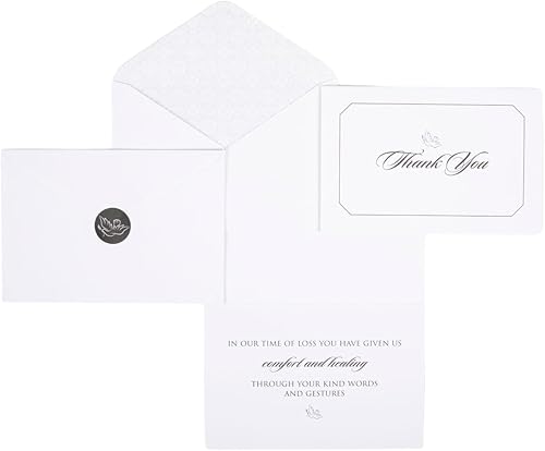 Tarjetas de agradecimiento funerarias con sobres, tarjetas de condolencias con mensaje significativo, juego de 25 con sobres decorativos y