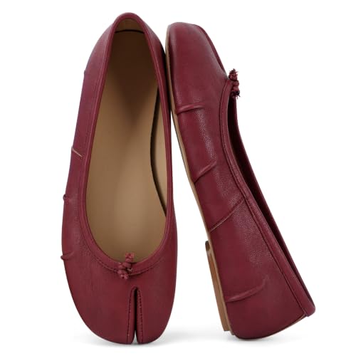 Image of VBDB Tabi Ballet Flats for Women Dressy Casual Shoes Split Toe Wide Flats Light Weight Japanese Shoes