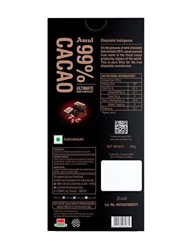 99% Dark Chocolate 125g Pack of 2
