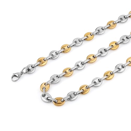 HZMAN Stainless Steel Men’s Necklace 18in Coffee Bean Chain