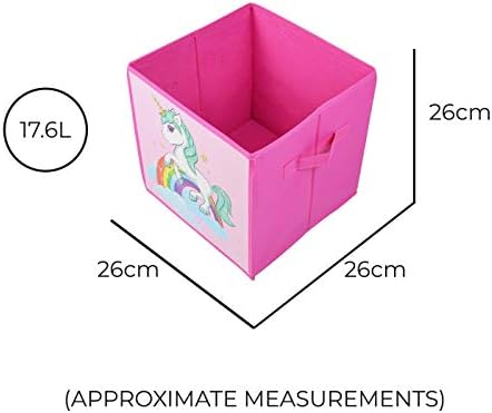 YöL Kids Unicorn Magical Storage Box Pink Teal Rainbow Pack Of 2 Space Saver Home Tidy Foldable Storage Cube Playroom Toys