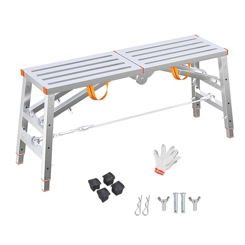 EXCLURA Trabattello Piattaforma di Ponteggio Multiuso, Set di Ponteggi Compatti con Accessori di Ricambio, Ponteggio Portatile per Lavori di Ristrutturazione Domestica(L-140cm(55 1/8))