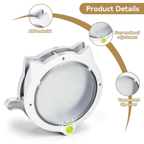 Katzentür, Katzentür Innentür Cat Klappe Tür Magnetische 4 Verriegelungsmodi Sichere Kunststoff Automatische Fenster Haustiertür für Innen Außentüren (weiß)