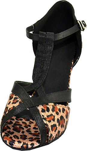 Damer balsal tango mode öppen tå anpassad klack satin dans festskor, Leopardprint, 37.5 EU