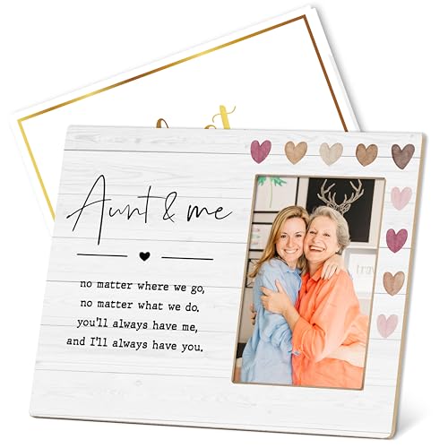Patcate Aunt & Me 4x6 Picture Frame - Wooden Wall & Tabletop Decoration - Aunt Gifts From Nephew - Birthday &