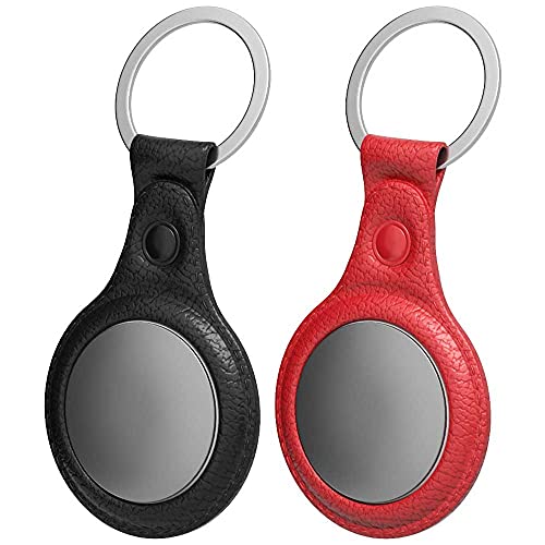 MYLAVABO Schlüsselanhänger passend für Apple Airtag • 2er Set Schutzhülle • aus TPU • stoßfest • Hülle der besonderen Schutz für Ihren Air Tag bietet (Schwarz/Rot) Cover