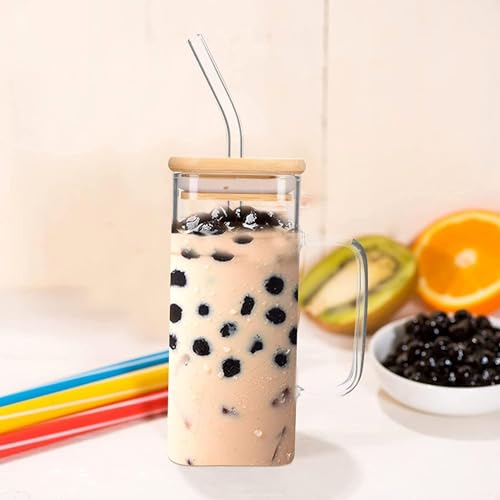 Image of Glass Tumbler with Straw | 300ml Water Sipper with Bamboo Lid | Reusable & Stylish Mug for Juice, Coffee, Milk, Travel & Office (Assorted Color)