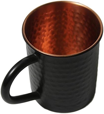 Alchemade 100% Pure Copper Black Moscow Mule Mugs - 14 Oz Original Hammered Copper Mug Cup For Mules, Cocktails, Or Your Favorite Beverage - Keeps Drinks Colder, Longer