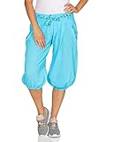 zarmexx pantaloni harem slip-bermuda con cravatta a cintura pantaloni harem corti pantaloni uni balloon a colori pantaloncini bermuda one size (38-44)