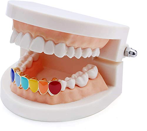 Canjoyn Hip Hop 18K Gold Plated Rainbow Bottom Grillz For Your Teeth Grill For Men Women #TOP3