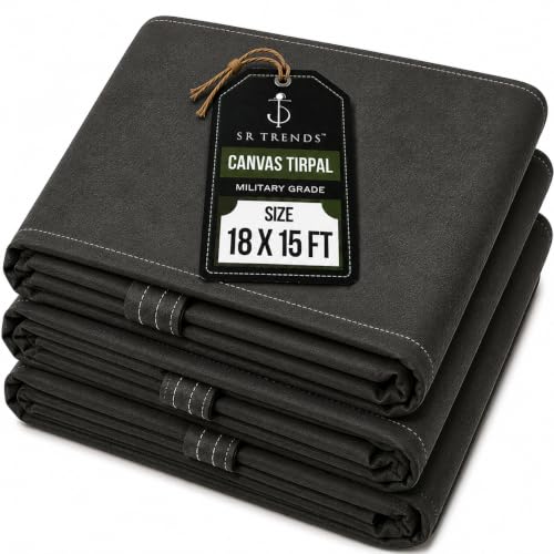 Image of 1200 GSM Extreme Power Canvas Tirpal - Industrial-Grade Waterproof Resistance Canvas Tarpaulin | Extra Thick, Tear-Proof & UV Shielded | Built for Heavy Commercial Use (Grey, 18 X 15 FT)