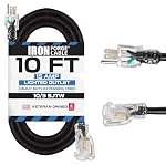 Iron Forge Cable 10 Gauge Extension Cord Heavy Duty, 10 Ft - Black SJTW