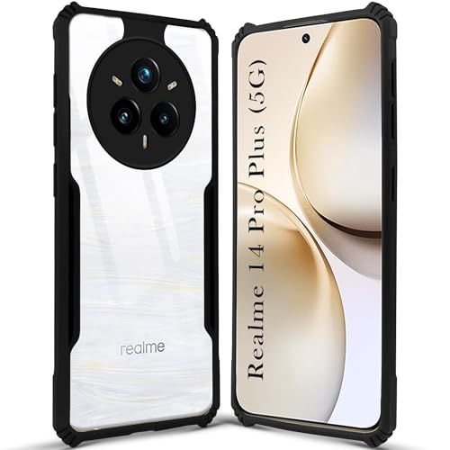 Image of Jkobi Back Cover Case for Realme 14 Pro Plus 5G (Shockproof with Polycarbonate Clear Panel | Professional Black)