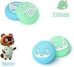 DLseego Poignées de poignées de passage d'animaux pour commutateur OLED/Switch/Sélecteur Lite Bouchons de bouton Joy Con pour ours mignons de joystick Couverture silicone douce analogique - Bleu et vert