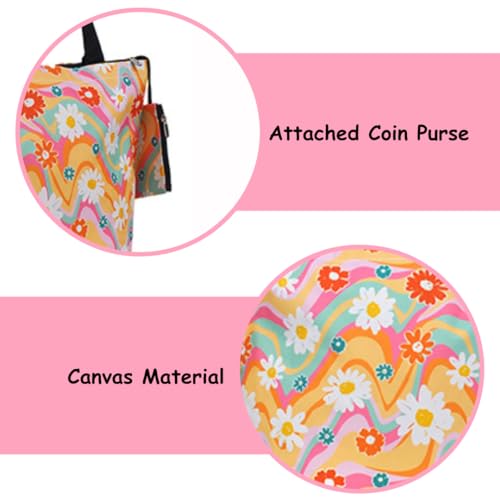 Image of NGIL Medium Top Zipper Closure Canvas Tote Bag with Attached Matching Coin Purse For Moms and Nurses