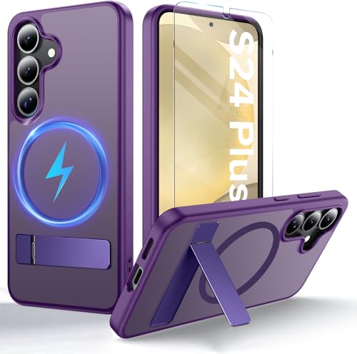 Coque Samsung S24 Plus avec support sans couture en alliage et protection d'écran pure