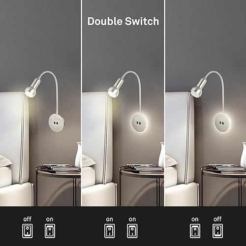 Aplique de pared Briloner para leer en la cama con luz ambiental de fondo níquel mate 7