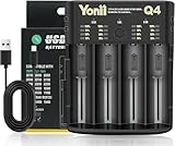 18650 Battery Charger,Smart Universal Charger Fast Charger for Rechargeable Batteries Ni-MH Ni-Cd AA AAA Li-ion IMR 10440 14500 16340 RCR123A 26650 3.6V 3.7v 1.2v Current 1A 2A Optional (4-Slots)