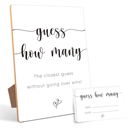 Mysrin Guessing Game, Wooden Sign with Stand & 50 Cards,