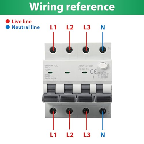 Miniatura 9 de Magnetotermico 40a 30ma 3p N Interruptor Diferencial Rcbo 6ka Mcb Diferencial De Corriente Alterna 400v Con Protección Contra Corriente De Fuga, Sobrecarga Y Cortocircuitos.