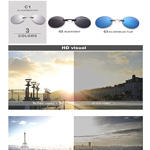 Retro Round Clip on Nose Glasses,Movie Rimless Sunglasses,Rimless Men Sun Glasses,Gift for Boyfirend4