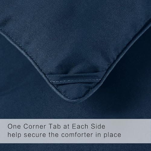 Image of COHOME Full Size Cooling Comforter, All-Season Quilted Down Alternative Duvet Insert, Luxury Hotel Breathable GentleSoft Comforter with Anti-Clump Tech & 8 Tab - Reversible - Navy Blue 82 inchx86 inch