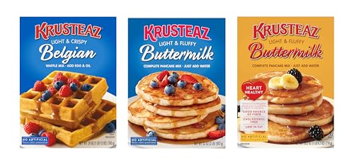 Krusteaz Variety Pack,Belgian Waffle Mix,Buttermilk Pancake Mix,Heart Healthy Buttermilk Pancake