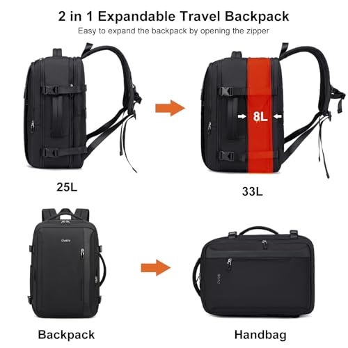 Image of Chantria by Arcitc Hunter Travel Backpack for Women 33L Large Laptop Backpack Expandable Clothes Pocket Waterproof Toiletry Pouch 180 Opening Multi-function 2 in 1 Office Backpack
