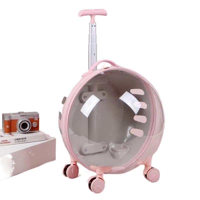 Transportín para Mascotas Maleta con Ruedas para Mascotas, Bolsa de Transporte de Viaje para Perros y Gatos, ángulo de visión Amplio Transparente, Mochila con Caja de Burbujas de M